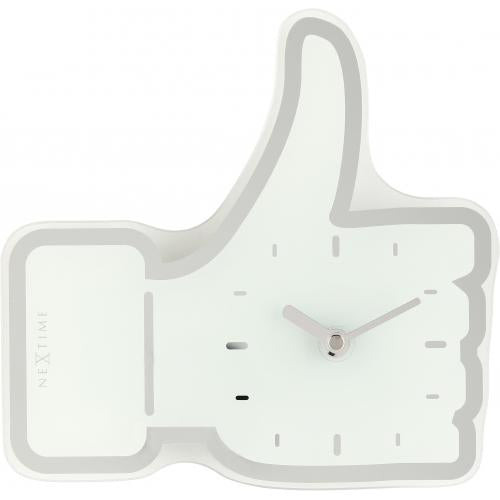 Load image into Gallery viewer, Nextime klok 5185wi mini thumbs up, 20.5x21 cm, wall, white silver

