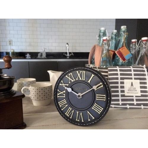 Nextime klok 5187zw london table, ø16 cm, wall, black white
