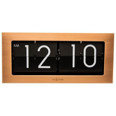 Nextime klok 5198co big flip, 16,7x36 cm, flip-over, copper black