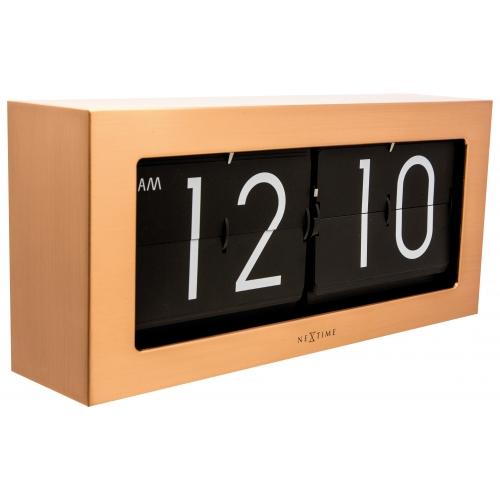 Load image into Gallery viewer, Nextime klok 5198co big flip, 16,7x36 cm, flip-over, copper black
