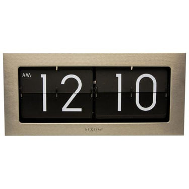 Nextime klok 5198zi big flip, 16,7x36 cm, flip-over, silver