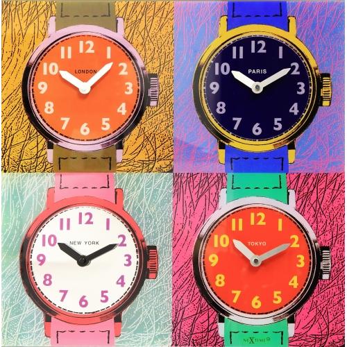 Nextime klok 8158 time zones, 43x43.4 cm, wall, multi-color