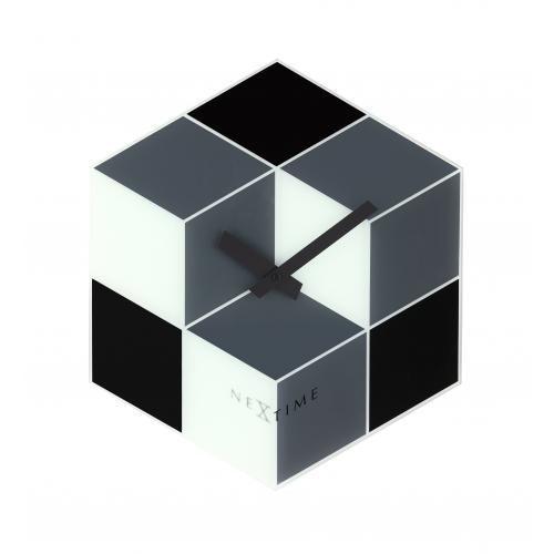 Nextime klok 8171 cubic, 43.5x37 cm, wall, black white gray