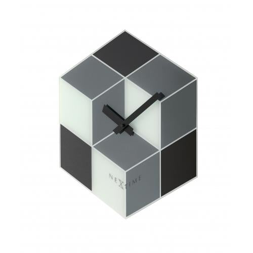 Nextime klok 8171 cubic, 43.5x37 cm, wall, black white gray