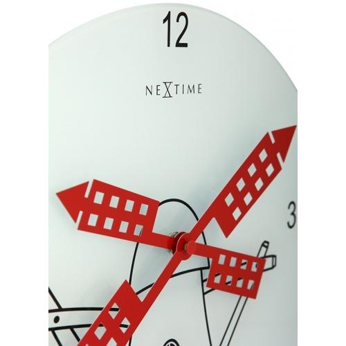 Load image into Gallery viewer, Nextime klok 8807 windmil, ø30 cm, wall, white black red
