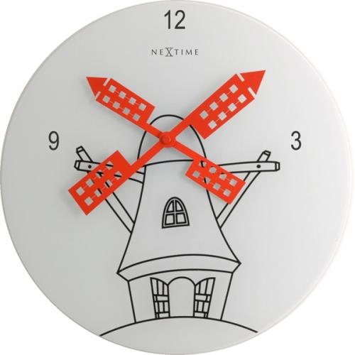 Nextime klok 8807 windmil, ø30 cm, wall, white black red