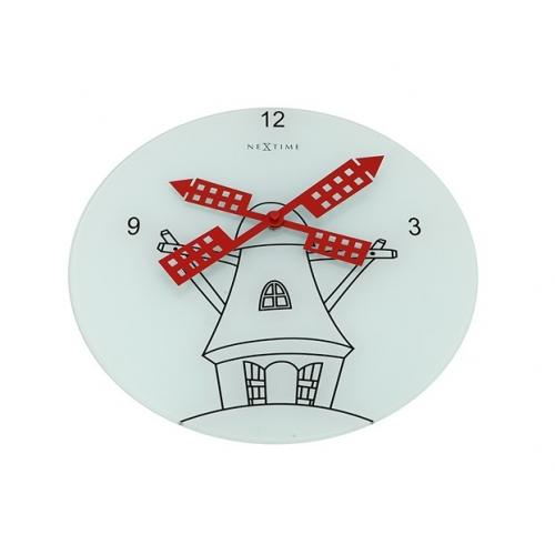 Nextime klok 8807 windmil, ø30 cm, wall, white black red