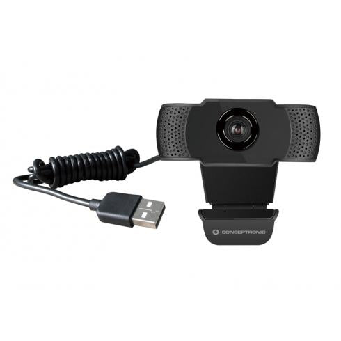 Load image into Gallery viewer, Conceptronic amdis01b full hd webcam with microphone, usb, 2 mp, 1920 x 1080p 30 fps, h.264, 90°

