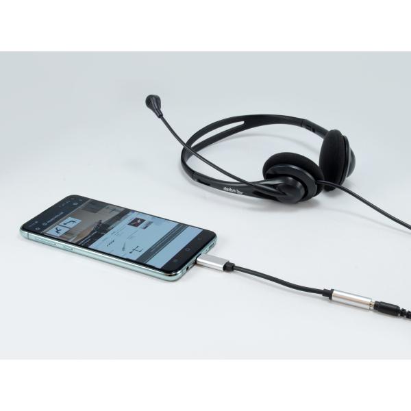 Load image into Gallery viewer, Equip 133474 usb-c to 3.5mm audio dac adapter, usb-c, 3.5 mm, male female, 0.15 m, black, silver

