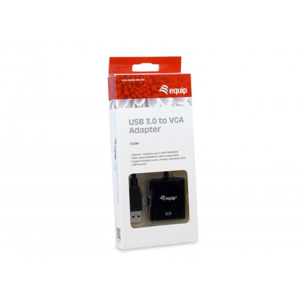 Load image into Gallery viewer, Equip 133384 usb 3.0 to vga adapter, 1080p, usb 3.2 gen 1, usb type-a, vga (d-sub) output
