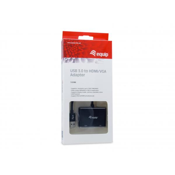 Load image into Gallery viewer, Equip 133386 usb to hdmi vga adapter, usb 3.2 gen 1 type-a, hdmi output, 1920 x 1080 pixels
