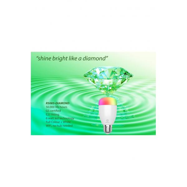 Load image into Gallery viewer, Woox r5085 diamond smart led bulb, e27, rgb led, 6w, 500 lumes, 2700 ~ 6500 k
