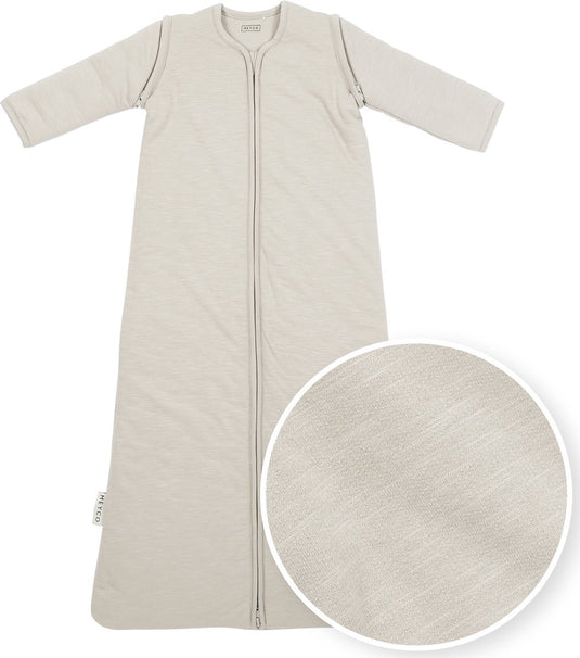 Meyco baby slub baby slaapzak met afritsbare mouwen - greige - 110cm - 2.5 tog