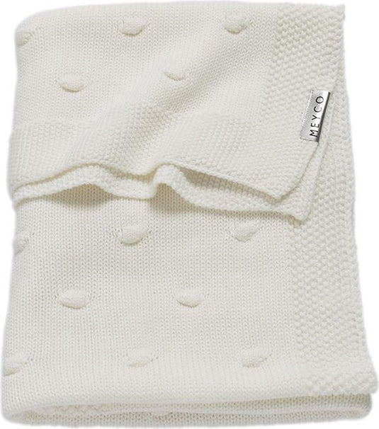 Meyco baby knots ledikant deken - offwhite - 100x150cm - 1.0 tog