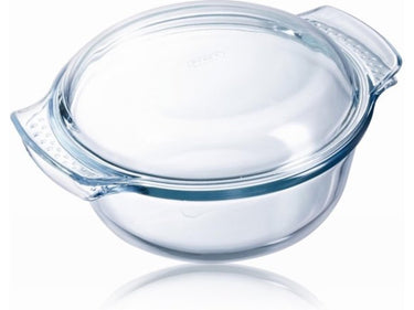 Pyrex ovenschaal - braadslede - 1+ 0.4 liter - rond - met deksel - glas - 21 x 18 x 10 cm