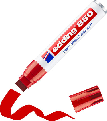 Edding 850 permanent marker - rood - 1 stift - beitel punt5-16 mm - water en wrijfvast - voor karton, kunststof, hout, metaal, etc. - alcohol markers voor volwassenen