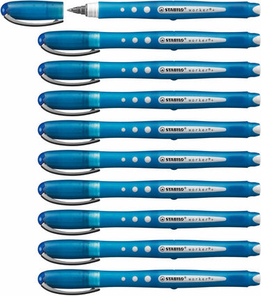 Stabilo worker+ colorful - rollerball 0.5 mm - blauw - doos 10 stuks