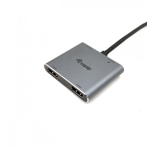 Load image into Gallery viewer, Equip 133484 usb-c 4 in 1 dual hdmi adapter
