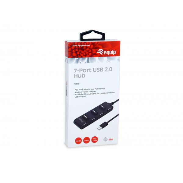 Load image into Gallery viewer, Equip 128957 7-port usb 2.0 hub, usb 2.0, usb 2.0, 480 mbit s, black
