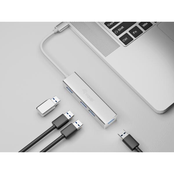 Load image into Gallery viewer, Equip 128958 usb-c to 4-port usb 3.0 hubs, usb 3.2 gen 1 type-c, type-a, 5000 mbit s, silver
