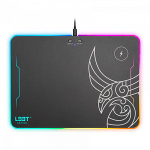 L33t gaming 160378 kvennavagn rgb hard gaming mat w qi charge, 355 x 255 x 5.8 mm, black