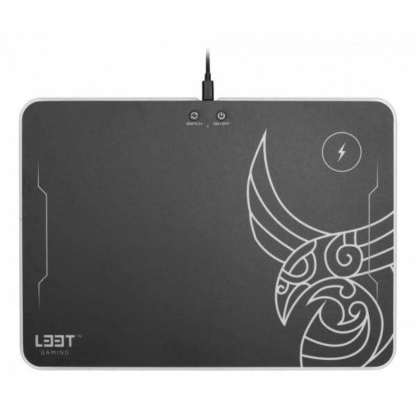 Afbeelding laden in galerijviewer, L33t gaming 160378 kvennavagn rgb hard gaming mat w qi charge, 355 x 255 x 5.8 mm, black
