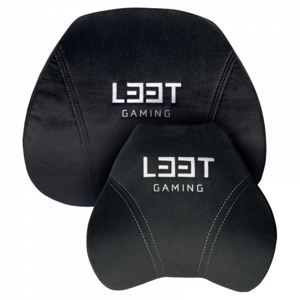 Afbeelding laden in galerijviewer, L33t gaming 160382 luxury gaming chair cushion set, memory foam, velvet, ultra-soft, black
