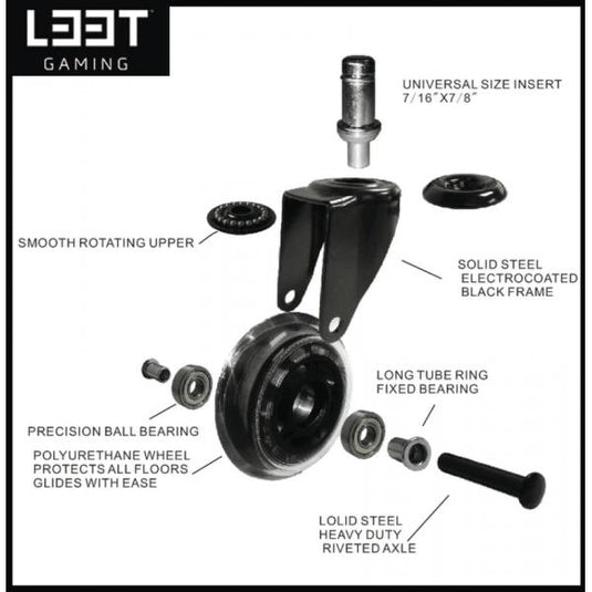 L33t gaming 160531 3inch rubber casters, green, 5pcs