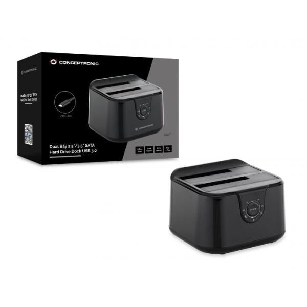 Load image into Gallery viewer, Conceptronic donn12b donn12b dual bay 2.5inch 3.5inch sata hard drive dock usb 3.0
