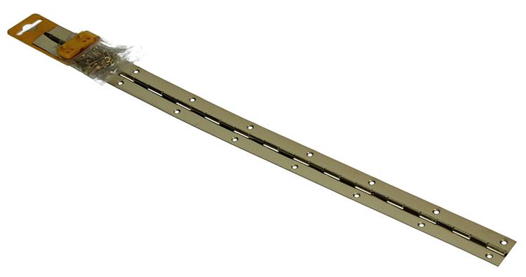 Afbeelding laden in galerijviewer, 1013330 - 1 piano scharnier vermessingd l 48 cm x 32 mm | 10 stuks
