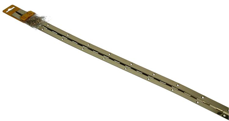 Afbeelding laden in galerijviewer, 1013331 - 1 piano scharnier vermessingd l 72 cm x 32 mm | 10 stuks

