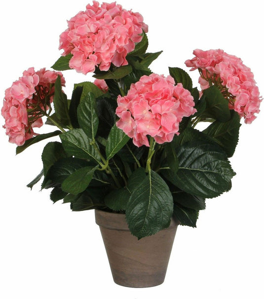 Mica decorations kunstplant hortensia - roze - 45 cm - in pot - kunstplanten nepplanten