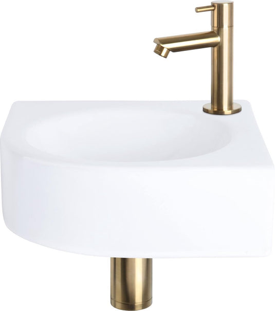 Differnz cleo fonteinset - keramiek - kraan recht mat goud - 30 x 30 x 10 cm