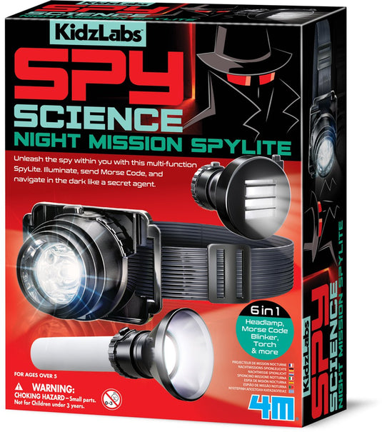 4m wetenschap en spel - zaklamp spion - 6 in 1 set - multifunctioneel - kidzlabs - spy science - 5+