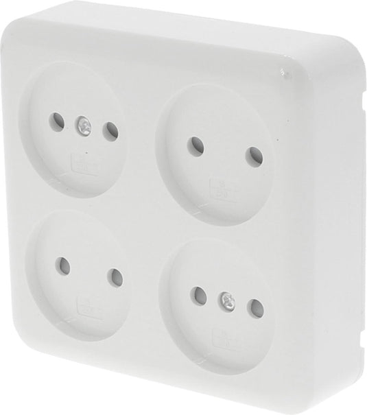 Q-link - wandcontactdoos - opbouw - 4-voudig stopcontact - kinderbeveiliging - polarwit
