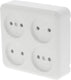 Q-link - wandcontactdoos - opbouw - 4-voudig stopcontact - kinderbeveiliging - polarwit