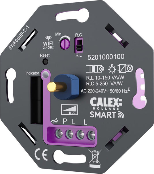 Calex smart led dimmer - wifi - inbouw - 5-250w - fase aan afsnijding - universeel