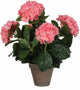 Mica decorations kunstplant hortensia - roze - 45 cm - in pot - kunstplanten nepplanten