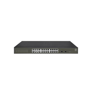 Levelone ges-2126 hilbert 26-port gigabit smart lite managed l2 switch, 24x rj45, 2x sfp, 1000 mbps