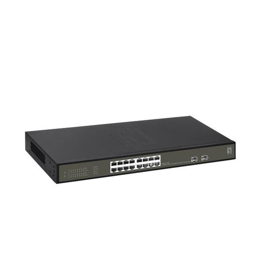 Levelone ges-2118p hilbert 18-port gigabit poe smart lite managed l2 switch, 16x poe, 230w, 2x sfp