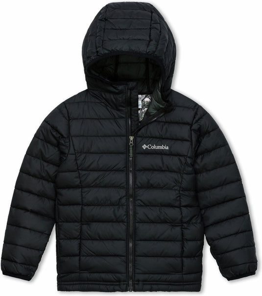 Columbia powder lite™ boys hooded jacket - jongens jas - gewatteerde puffer jas met capuchon - maat xl - zwart