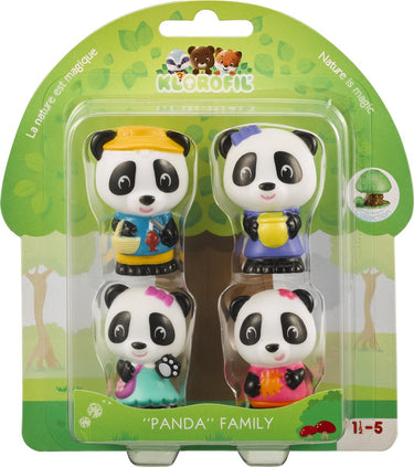 Klorofil de familie panda speelset - speelfiguren set - poppetjes familie - kinder speelgoed - bao, jian, tam en poppy - vanaf 18 maanden - 4-delig