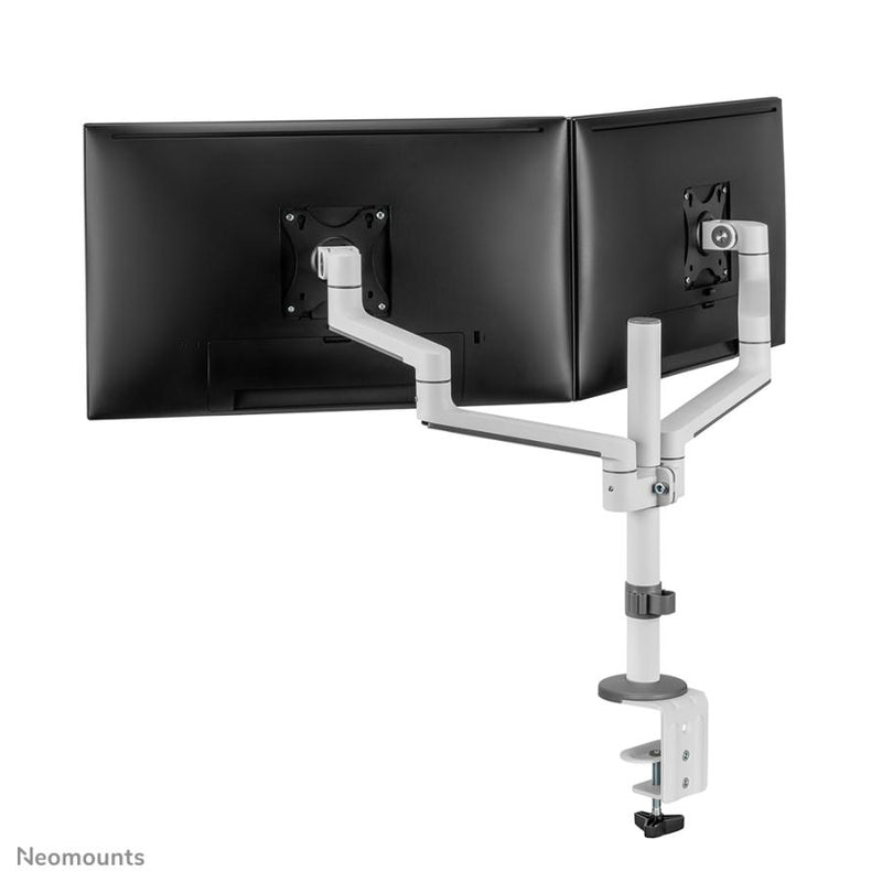 Load image into Gallery viewer, Neomounts ds60-425wh2 desk-mount, 2x 27 inch 8kg, tilt rotate swivel, 100x100 mm, white
