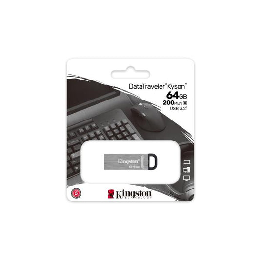 Kingston datatraveler kyson 64 gb usb-stick (zilver, dtkn 64gb)