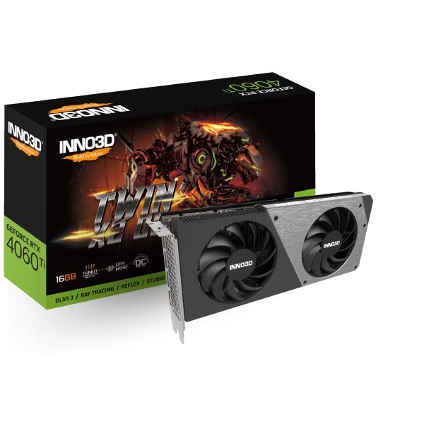 Load image into Gallery viewer, Inno3d inno3d n406t2-16d6x-178055n geforce rtx 4060 ti twin x2oc, 16gb gddr6, 128-bit, 2595, 18gbps
