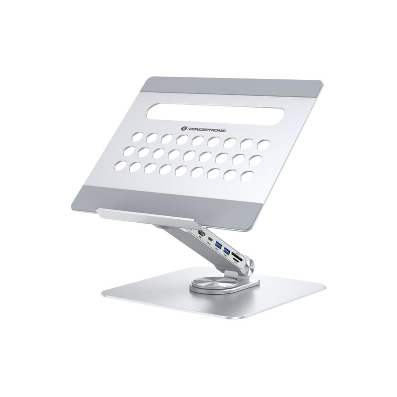 Load image into Gallery viewer, Conceptronic donn27g laptop stand with 7-in-1 docking station, 360° rotating, usb 3.2 gen 1 type-c
