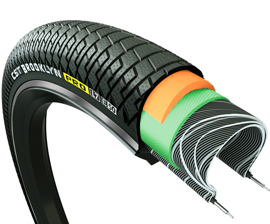 Cst buitenband brooklyn pro cargo 20 x 2.15 55-406 - zwart met reflectie