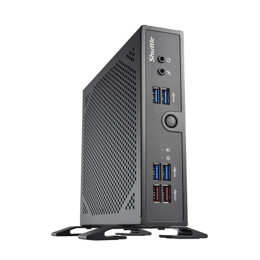 Shuttle ds50u xpc slim barebone pc, intel celeron 7305, ddr5, 2.5gbit + 1gbit, fanless, 24 7, 90 w