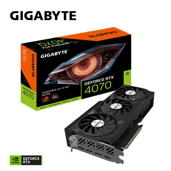 Load image into Gallery viewer, Gigabyte gigabyte gv-n4070wf3ocv2-12gd geforce rtx 4070 windforce oc v2 12g, pcie4.0, 12gb, gddr6,192bit
