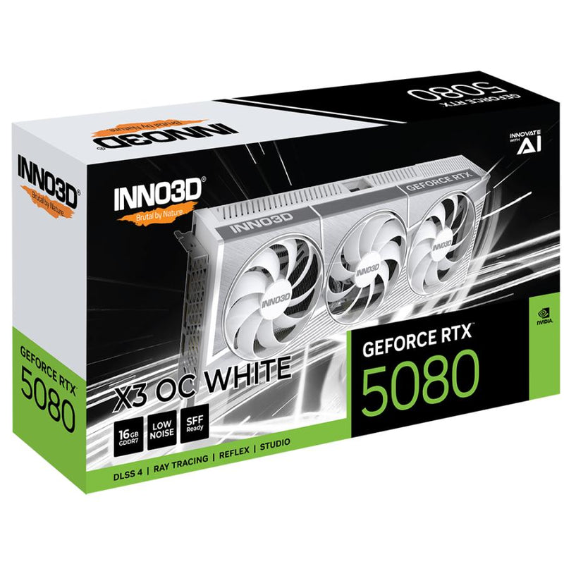 Load image into Gallery viewer, Inno3d n50803-16d7x-17605211 geforce rtx 5080 x3 oc white, atx, 16 gb, gddr7, 256-bit, pcie 5, 360w
